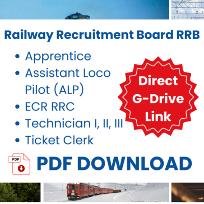 Vacancy Railway Recruitment Board Exam RRB Apprentice, Assistant Loco Pilot (ALP), ECR RRC, Technician I, II, III, Ticket Clerk Book Notes PDF Download All Subjects Books Google Drive Direct Download Link (Hindi and English Medium)
